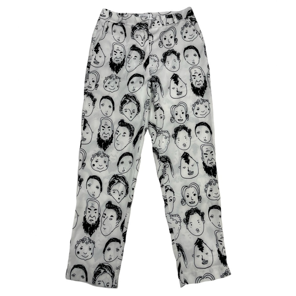 Shekou Abstract Face Print Trousers